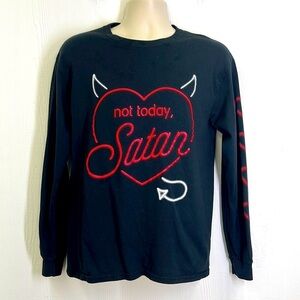 Spencer’s - Fun Not Today Satan Heart Graphics Long Sleeve T Shirt Size Medium